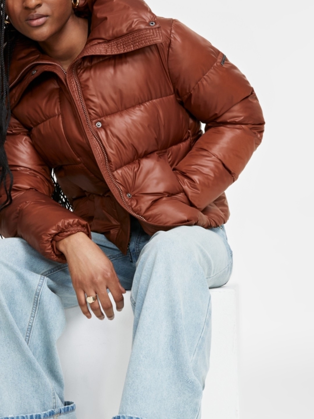 BCBGMaxAzria Chestnut Brown Quilted Puffer Jacket Size XXL.